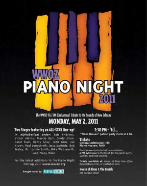 WWOZ Piano Night 2011 Advertisement & T-Shirt